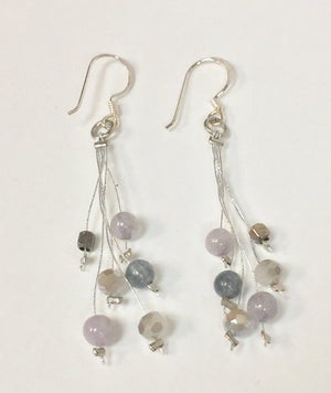 Earrings Silk semi precious stones long